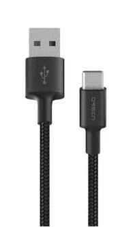 Orsen S9C USB A and Type C 2.1A 1m juodas