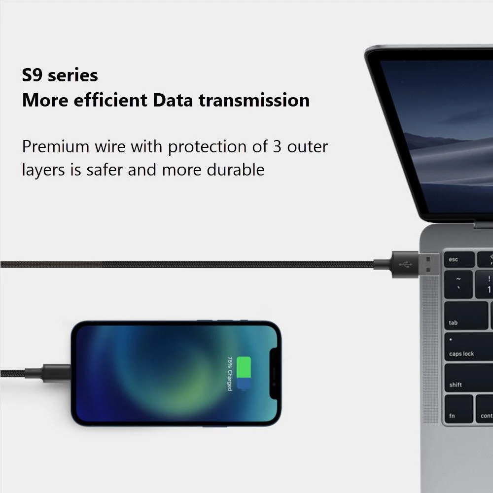 Orsen S9L USB A and Lightning 2.1A 1m juodas