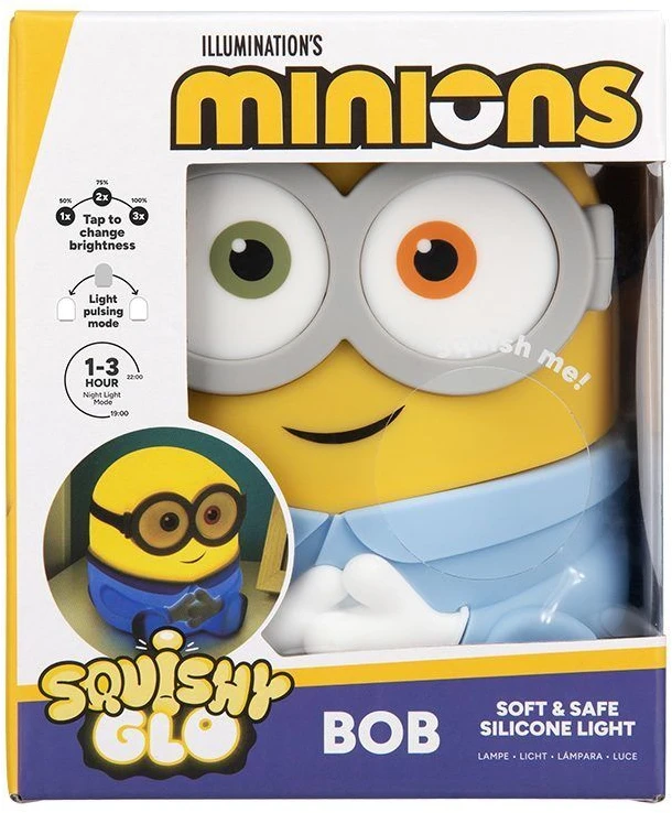 Paladone „Minions“ „SquishyGlo“ silikoninė šviečianti lempa (įkraunama) Bobas | 15 cm