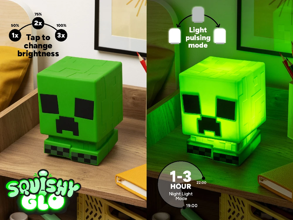 Paladone Minecraft Creeper SquishyGlo Silicone Įkraunama Lempa