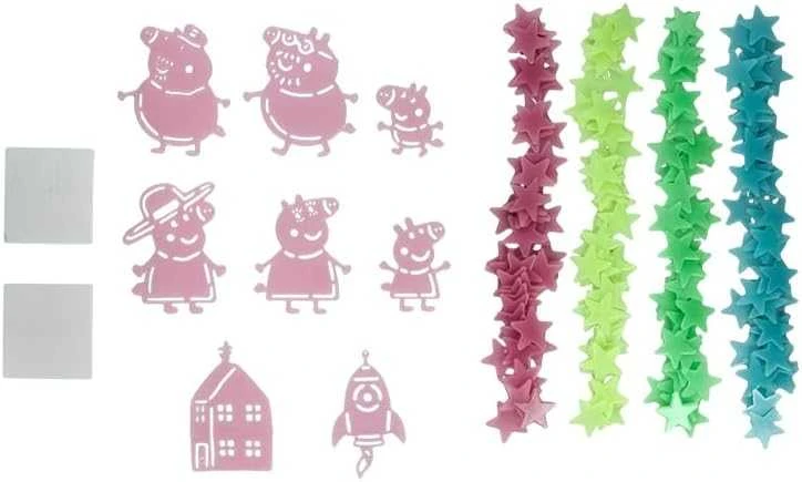 Plakatas Paladone - Peppa Pig šviečiančios tamsoje sienos lipdukas su žvaigždėmis