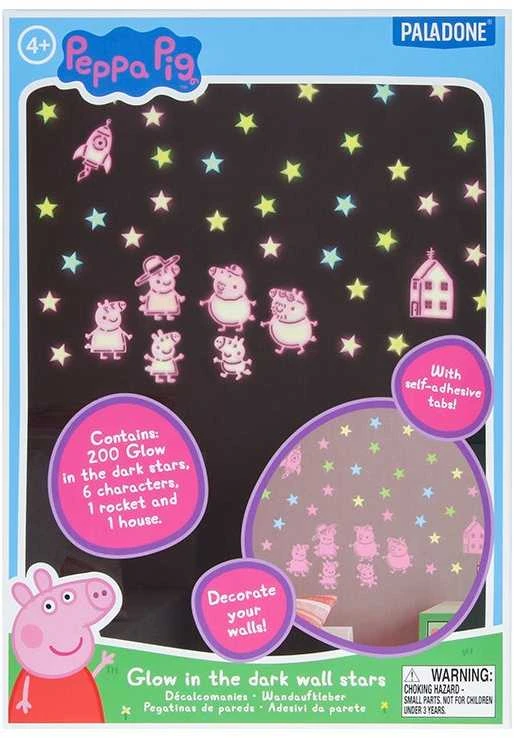 Plakatas Paladone - Peppa Pig šviečiančios tamsoje sienos lipdukas su žvaigždėmis