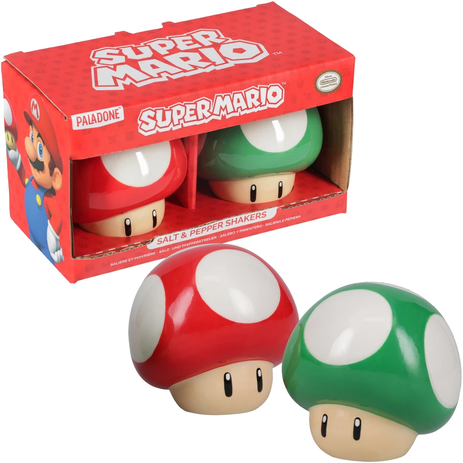 Paladone SUPER MARIO – Mushrooms – Druskos ir pipirų indelių rinkinys