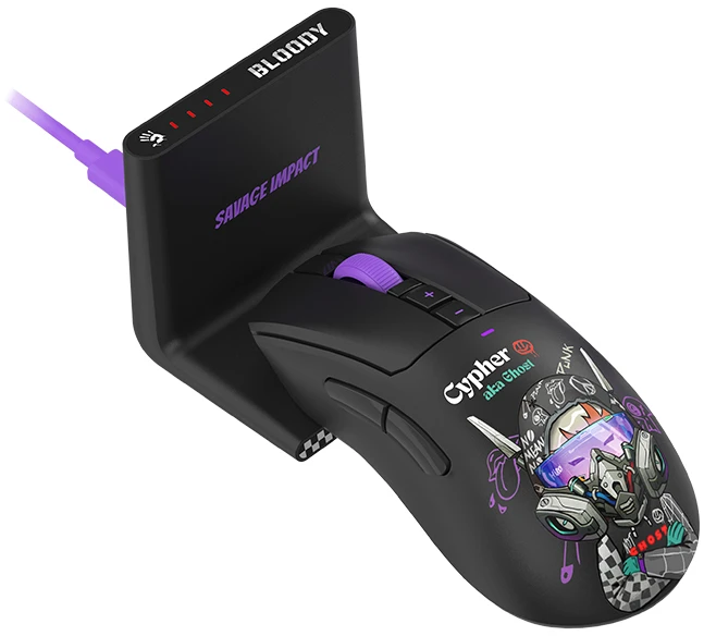 Pelė Myszka žaidimams A4Tech Bloody R73 ULTRA DUO belaidė 20000 dpi optinė juoda