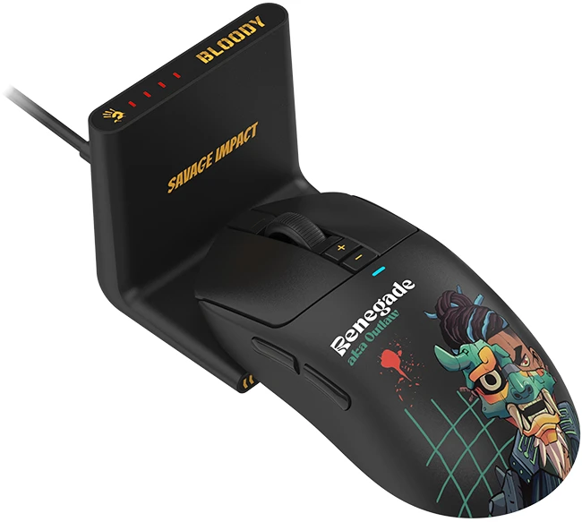 Pelė Myszka žaidimams A4Tech Bloody R72 DUO Renegade Midnight belaidė 20000 dpi optinė juoda