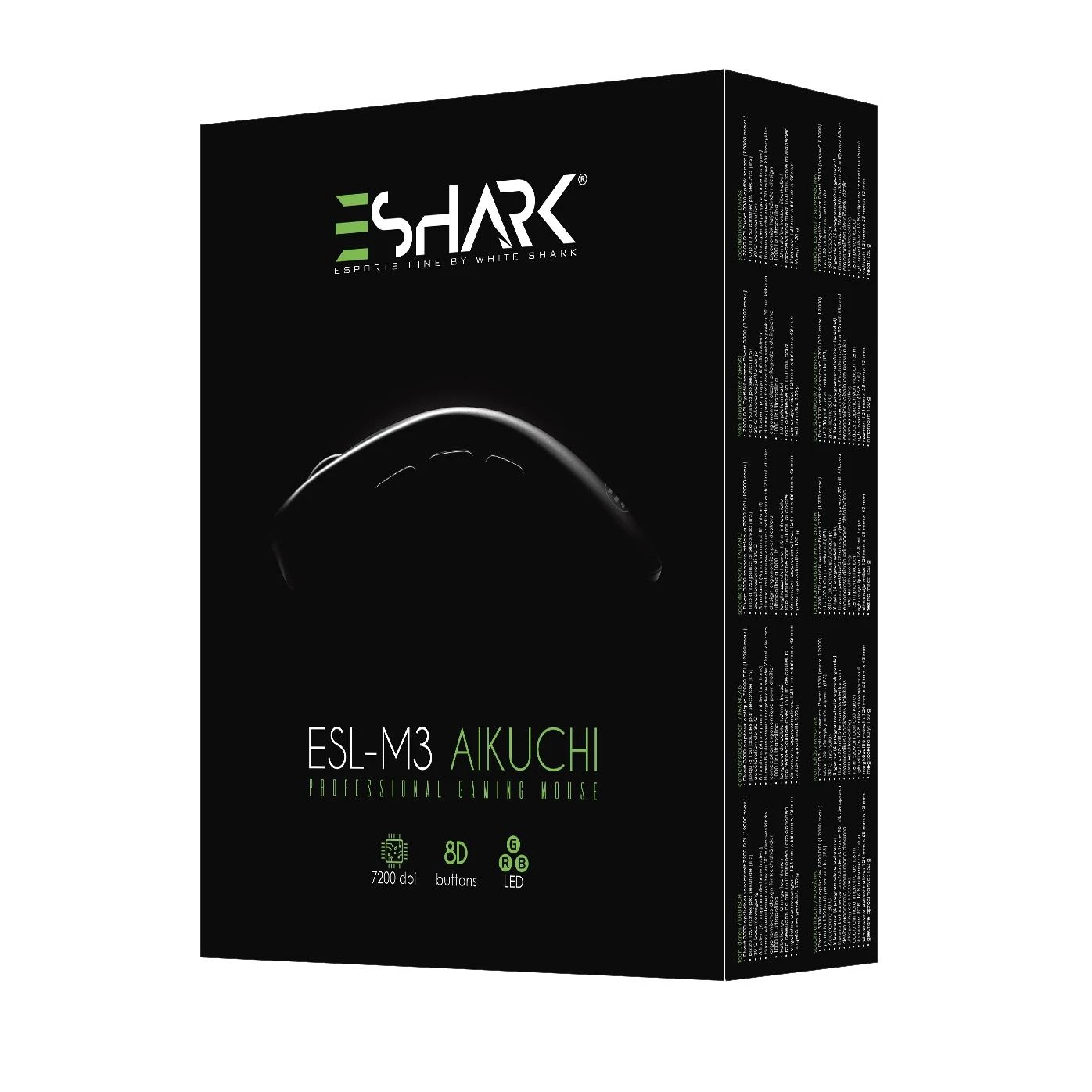 Žaidimų pelė eShark su atskiru atakos mygtuku, Pixart 3330 jutiklis, su RGB pašvietimu