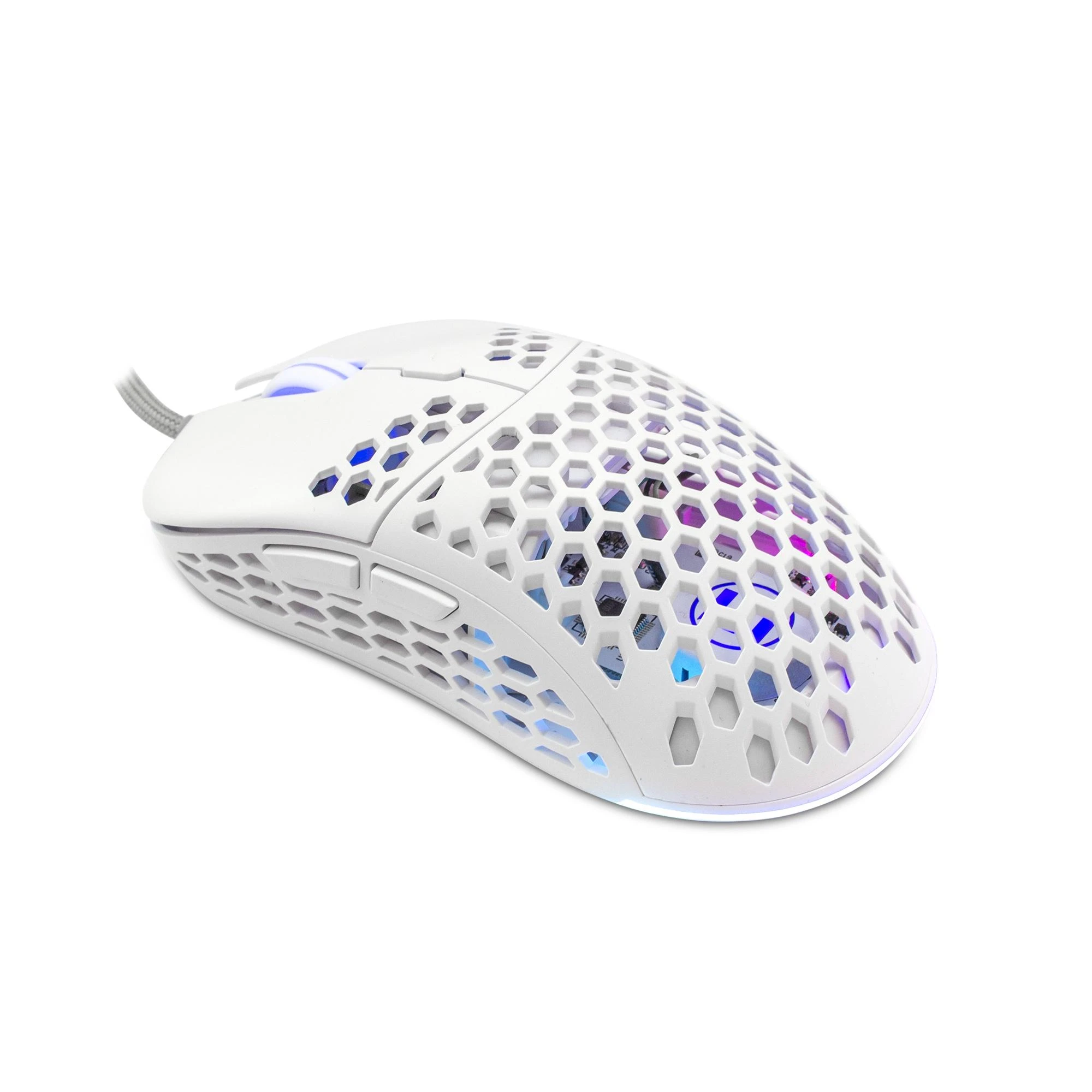 Itin lengva Žaidimų pelė eShark Naginata White, 60g, Pixart PMW3389 jutiklis, su RGB pašvietimu