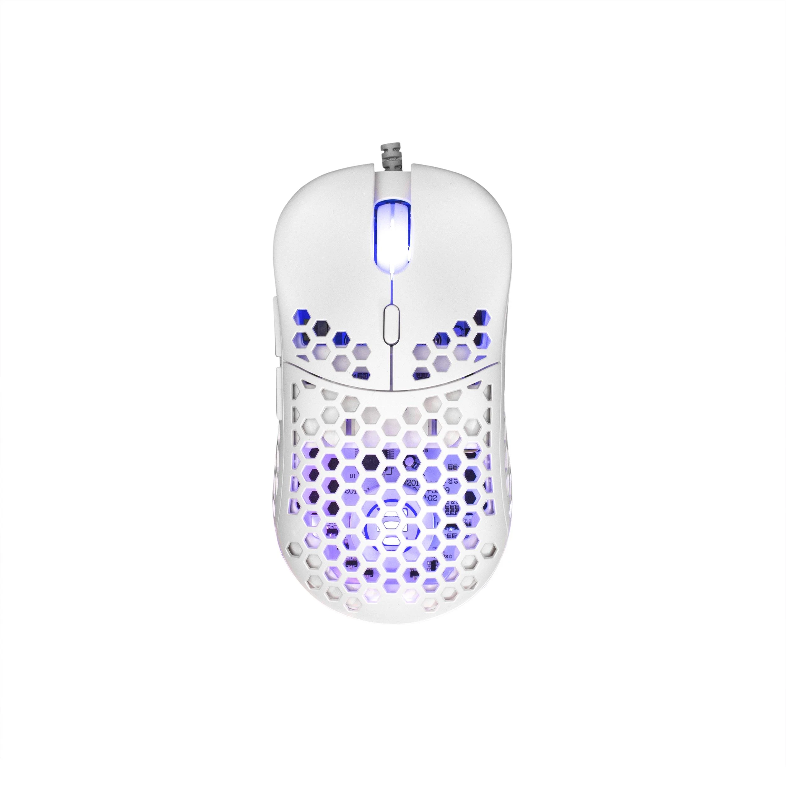 Itin lengva Žaidimų pelė eShark Naginata White, 60g, Pixart PMW3389 jutiklis, su RGB pašvietimu