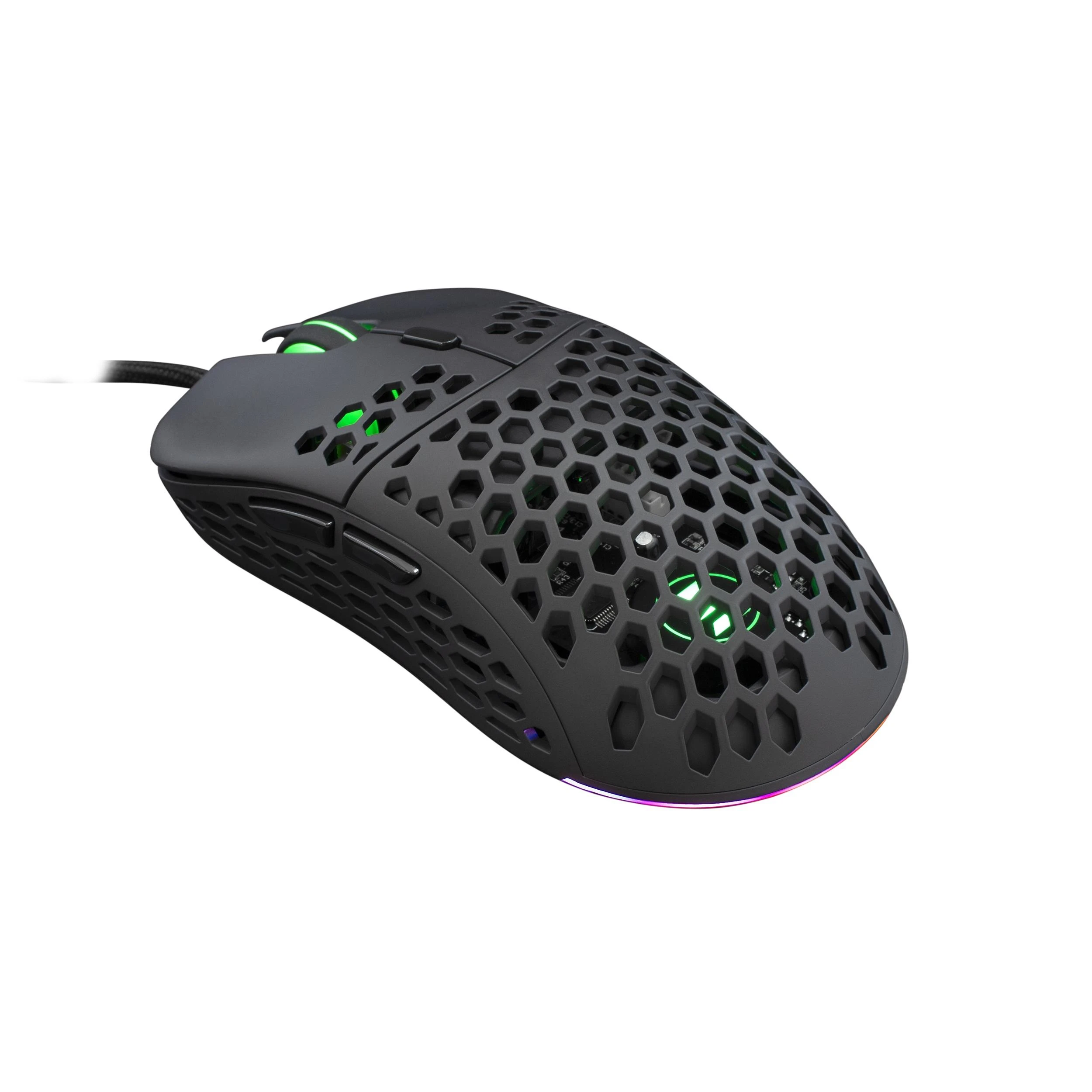 Itin lengva Žaidimų pelė eShark Naginata Black, 60g, Pixart PMW3389 jutiklis, su RGB pašvietimu