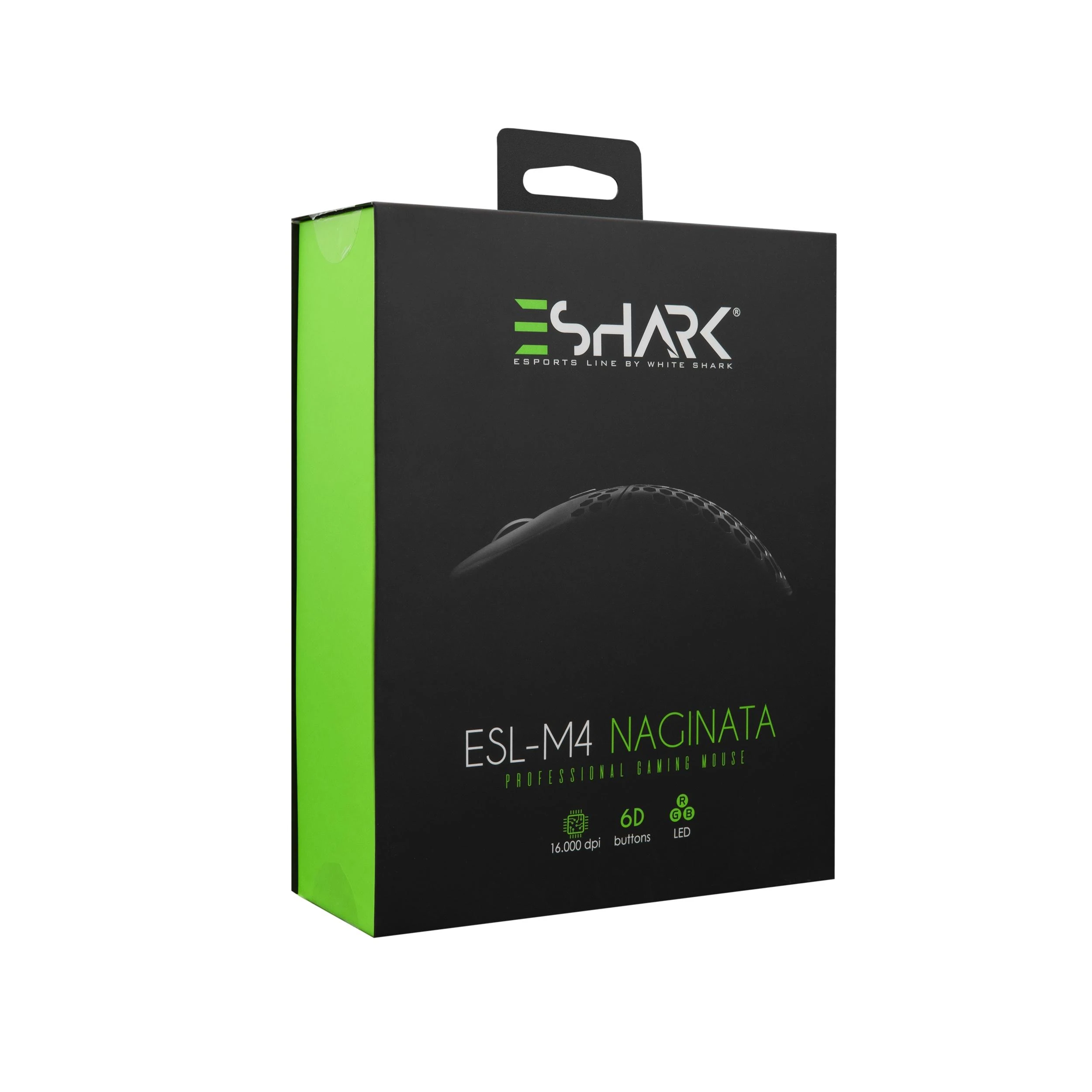 Itin lengva Žaidimų pelė eShark Naginata Black, 60g, Pixart PMW3389 jutiklis, su RGB pašvietimu