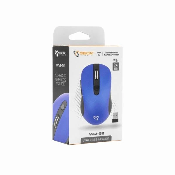 Sbox Technology SBOX Belaidė pelė, 6D, 1600 DPI, Mėlyna (WM-911BL)