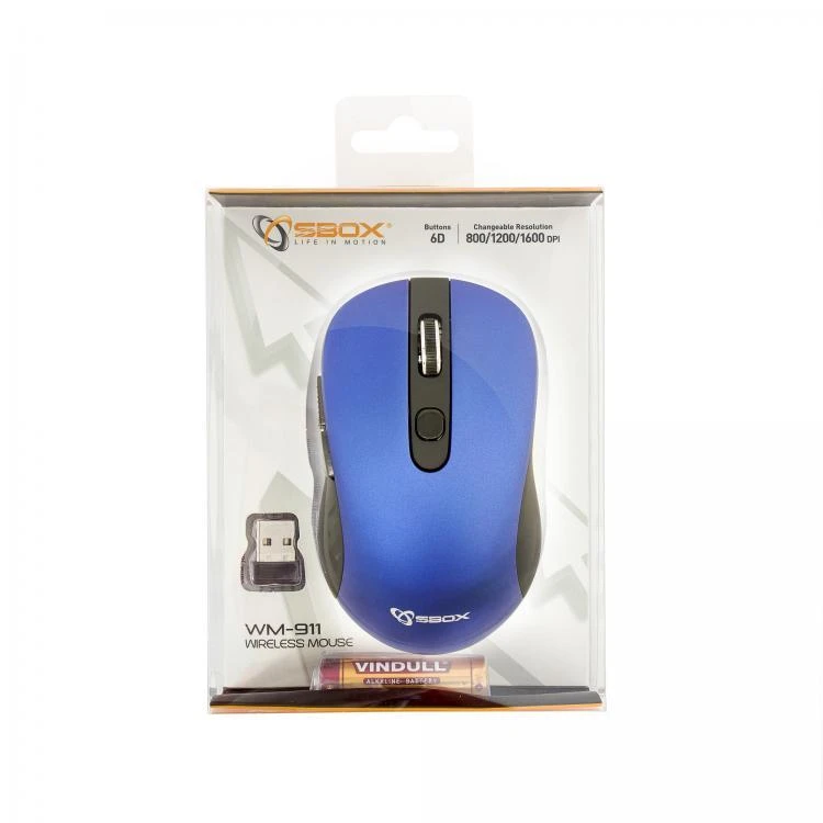 Sbox Technology SBOX Belaidė pelė, 6D, 1600 DPI, Mėlyna (WM-911BL)