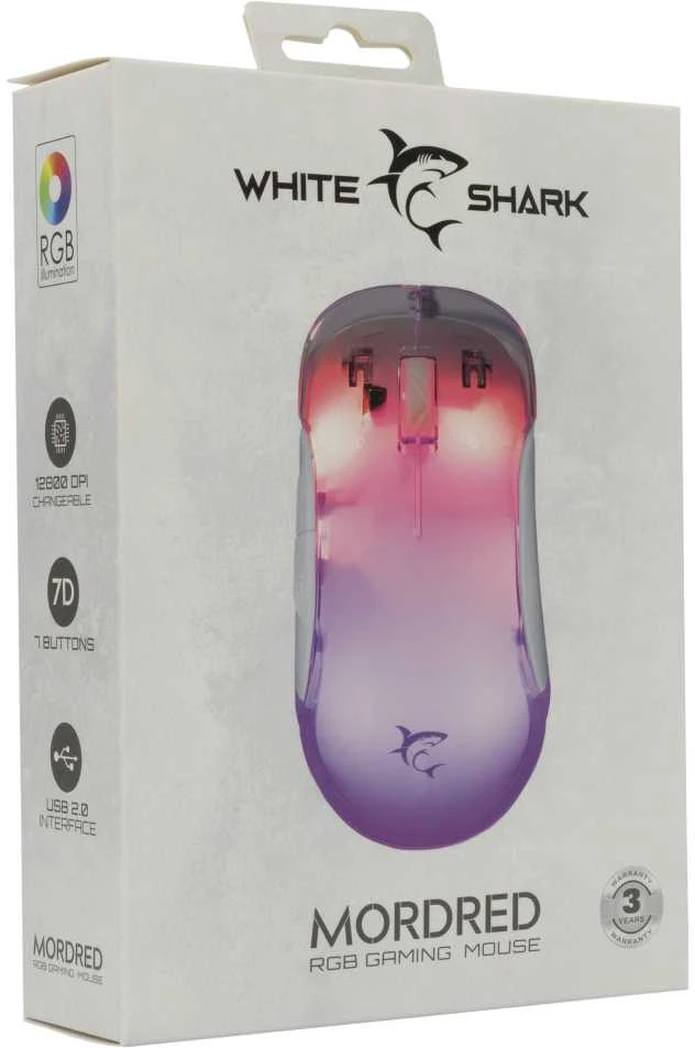 Pelė White Shark Baltas Shark Baltas Shark MORDRED-W GM-5017, Baltas