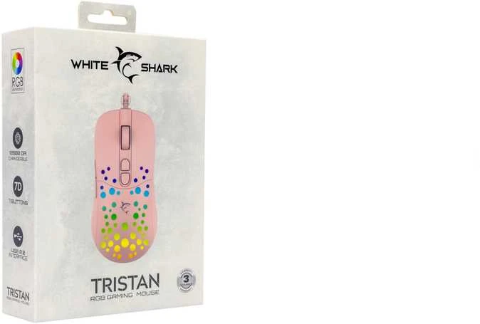 Pelė White Shark Baltas Shark Baltas Shark TRISTAN-P-2 GM-9004, Rožinė RGB