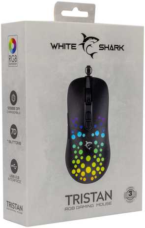 Pelė White Shark Baltas Shark Baltas Shark TRISTAN-B-2 GM-9004, Juodas RGB