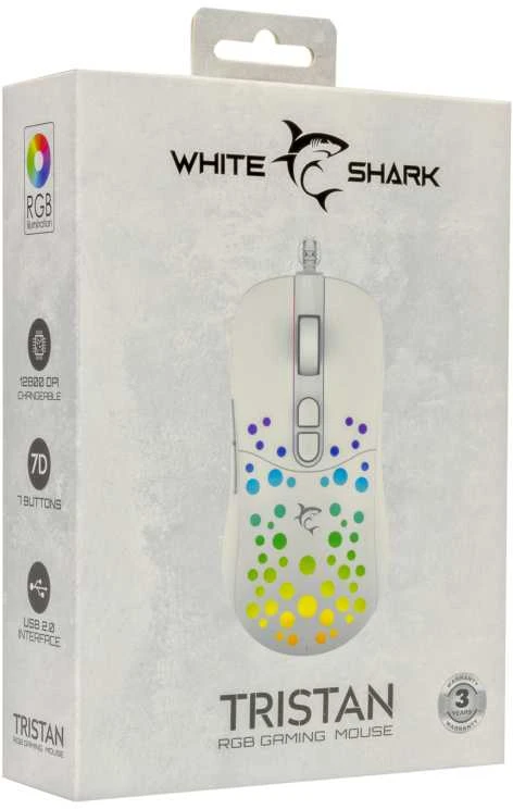 Pelė White Shark Baltas Shark Baltas Shark TRISTAN-W-2 GM-9004, Baltas RGB