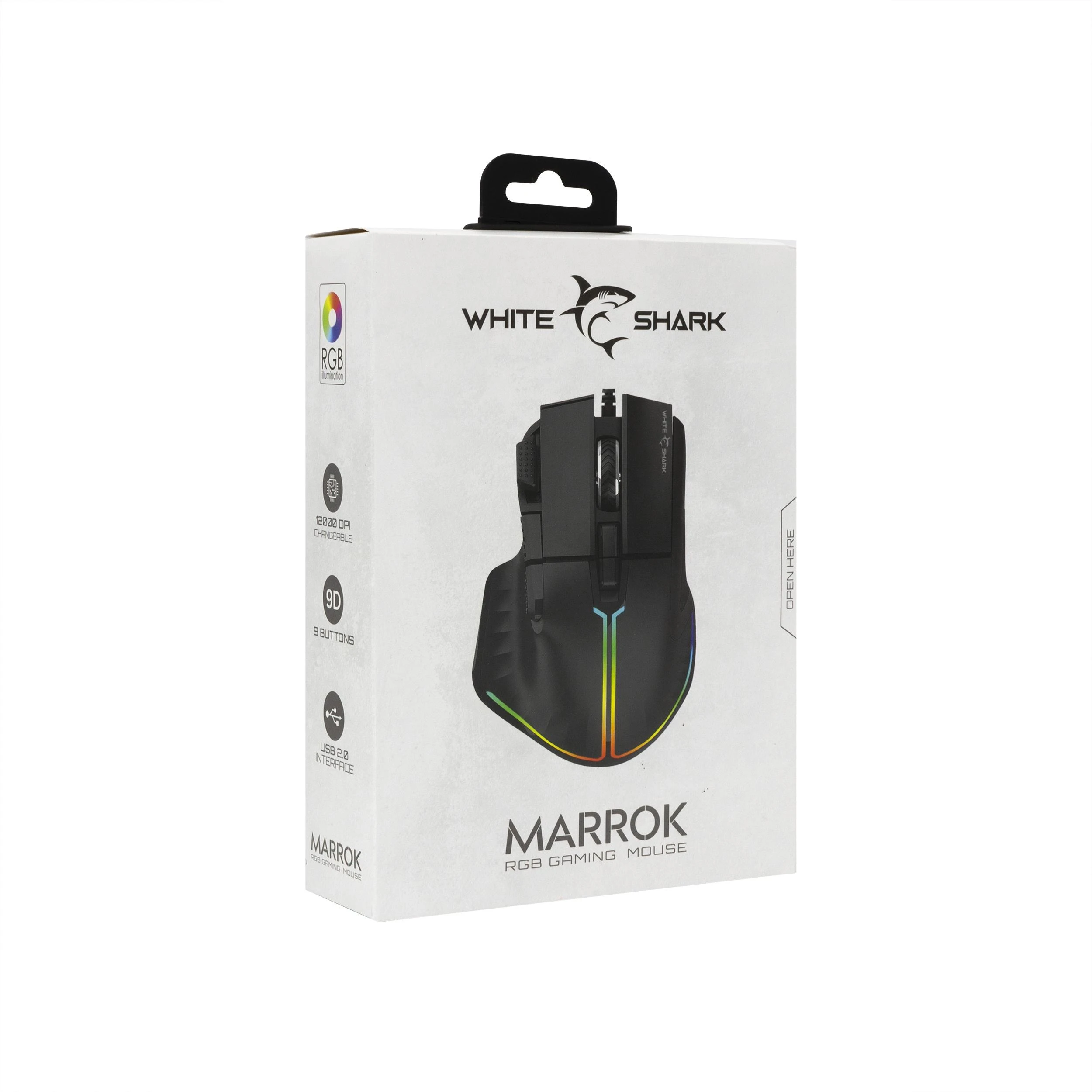 Pelė White Shark Myszka žaidimams Baltas Shark GM-9006 su laidu 12000 dpi optinė juoda