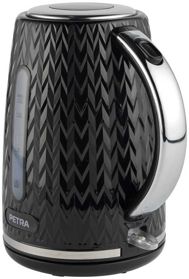 Elektrinis virdulys su ševrono raštu Petra, 1,7 l, 2200 W, juodas