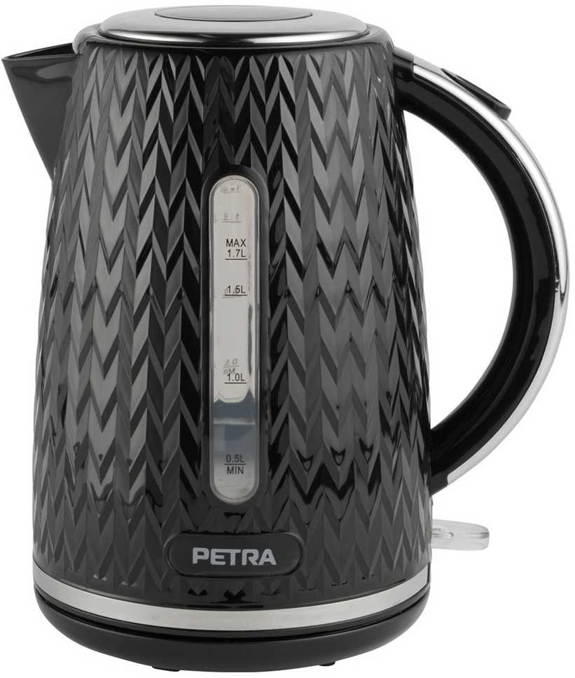 Elektrinis virdulys su ševrono raštu Petra, 1,7 l, 2200 W, juodas