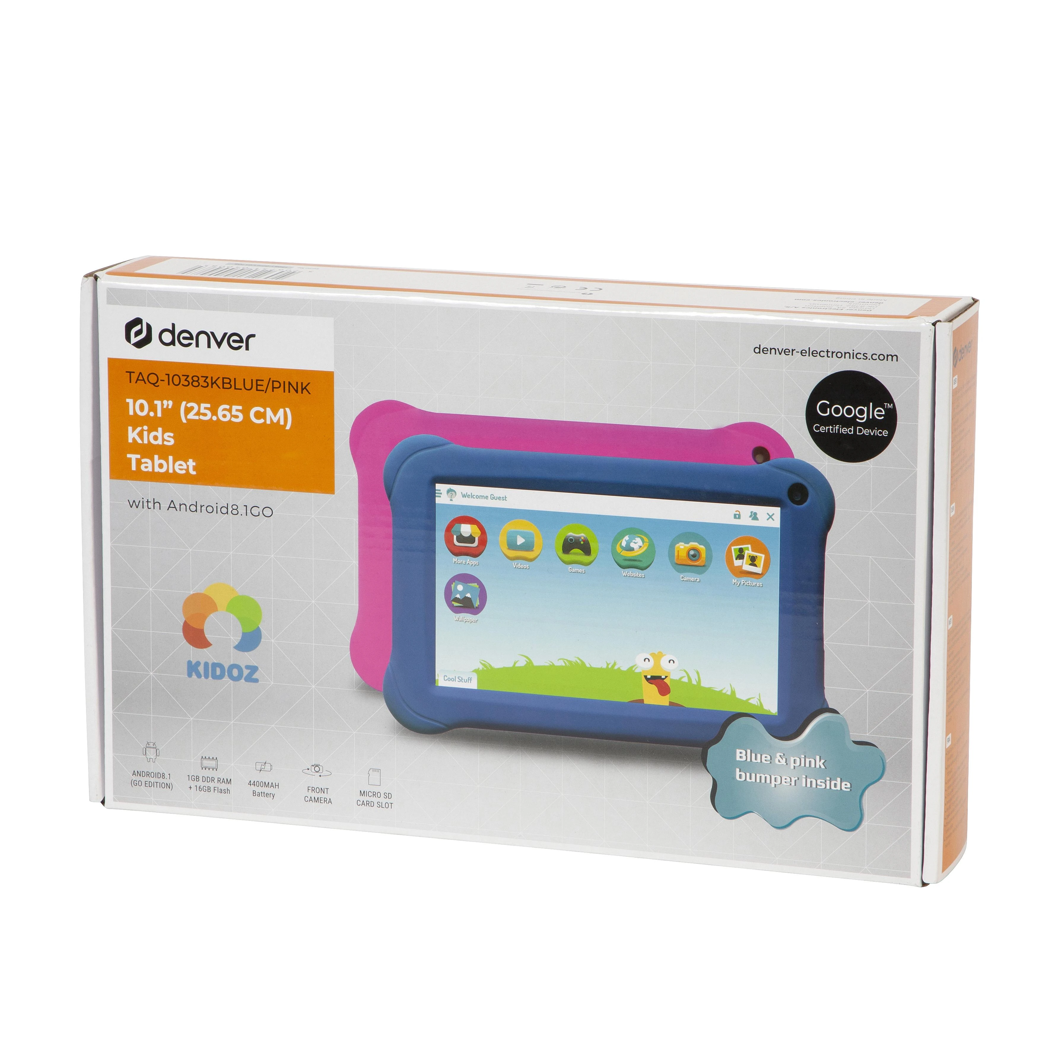 Planšetė Denver TAQ-10383KBLUE/Rožinis 25,6 cm (10.1") 1 GB 16 GB Wi-Fi 4 (802.11n) Juoda, Mėlyna, Rožinė Android 8.1 Go edition