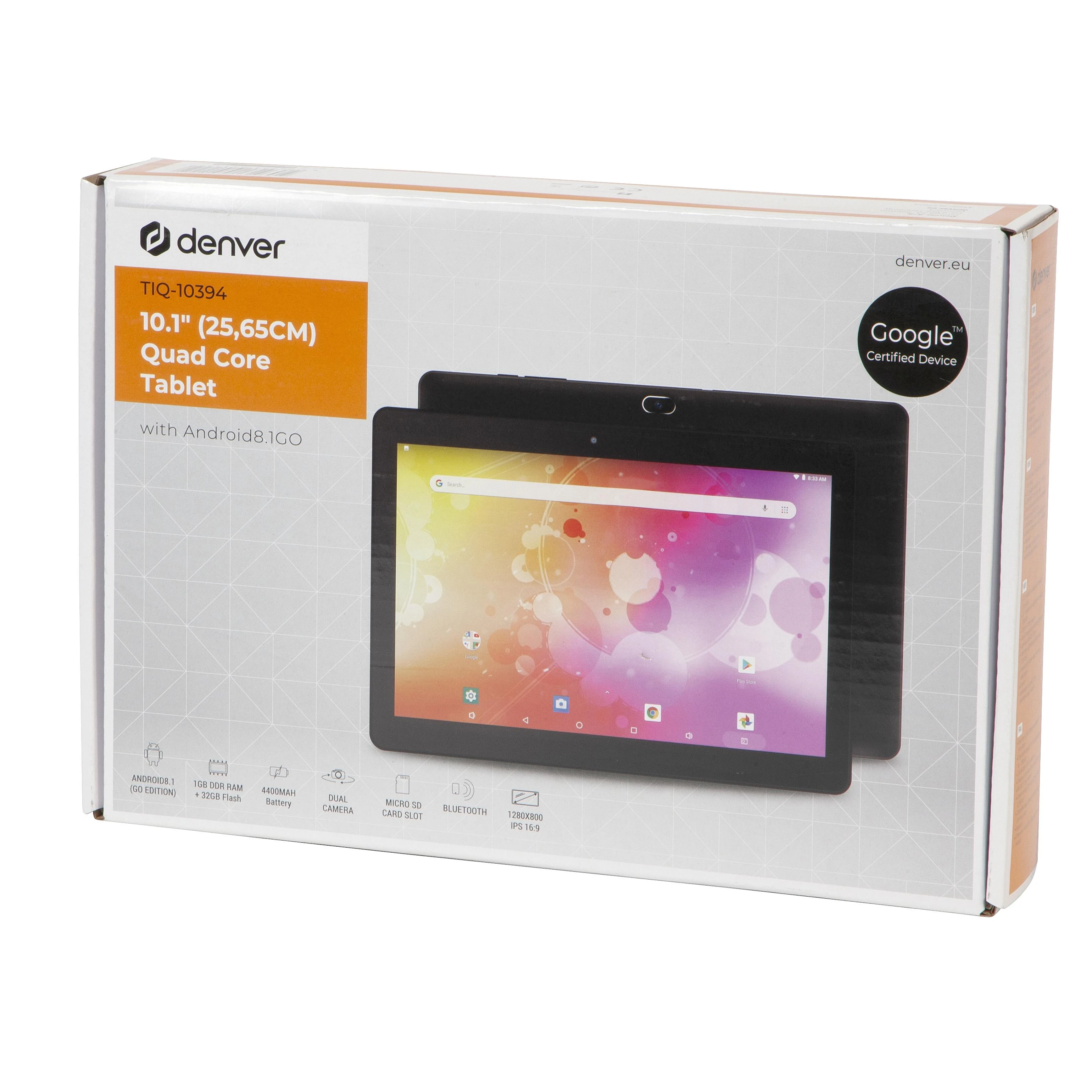 Planšetė Denver TIQ-10394 25,6 cm (10,1") 1 GB 32 GB Wi-Fi 4 (802.11n) Suderinamas su Android 8.1 Go leidimu