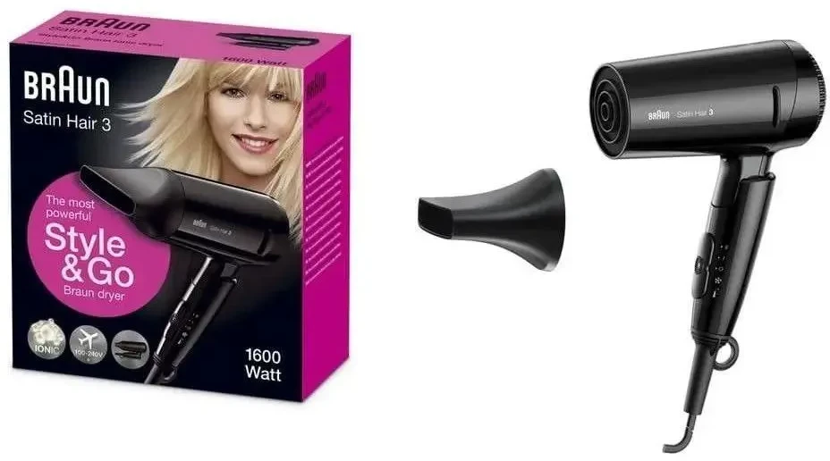 Plaukų Džiovintuvas - Braun Satin Hair 3 Style&Go 1600 W Juodas