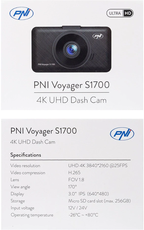 PNI automobilio vaizdo registratorius S1700 4K UHD