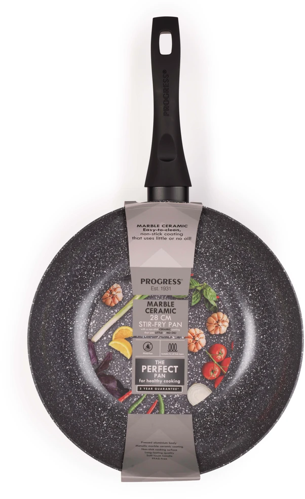 „Progress BW12915EU7“ marmurinė keraminė 28 cm keptuvė kepimui