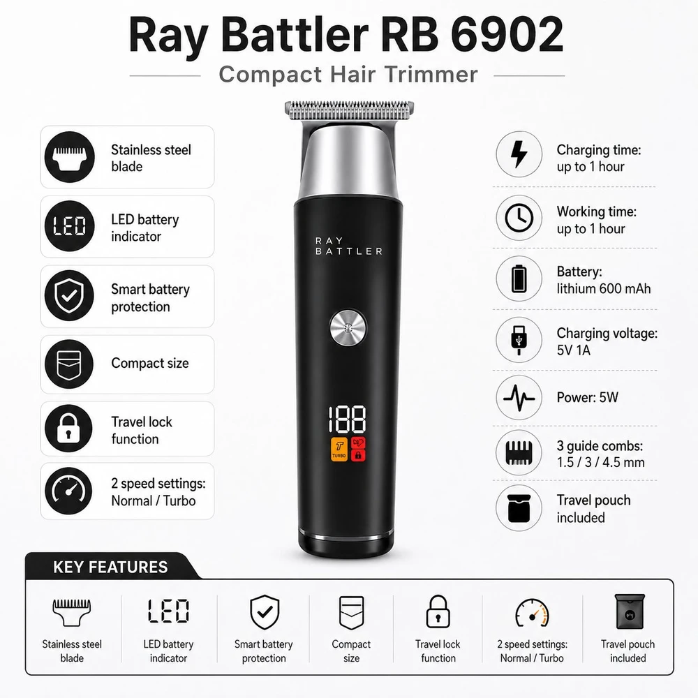 Ray Battler RB 6902 plaukų kirpimo mašinėlė