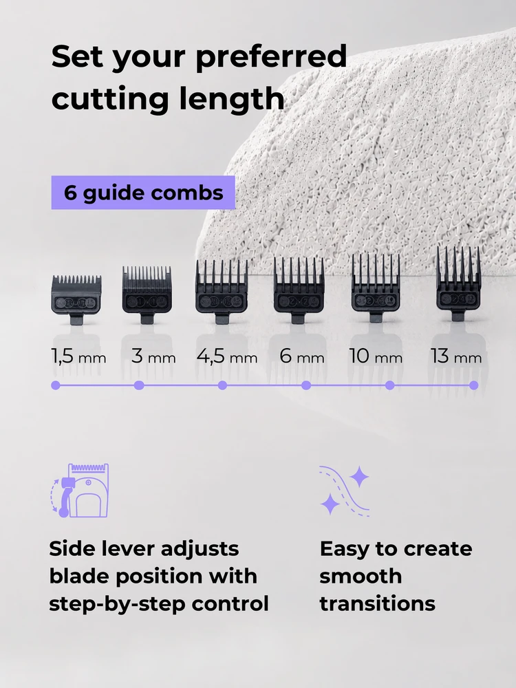 Ray Battler RB 6920 Hair Clipper + 6 Guide Combs