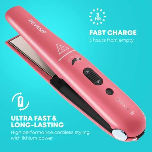 Revamp ST-1700PK-EB Progloss Liberate Cordless Ceramic Compact Plaukų tiesintuvas Rožinė