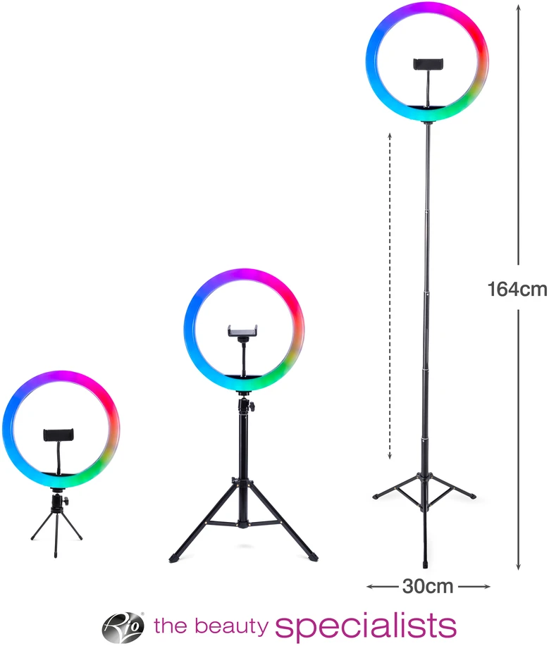 „Rio RL12-EU/1,4“ 30 cm studijinis RGB žiedinis šviestuvas „Beauty“