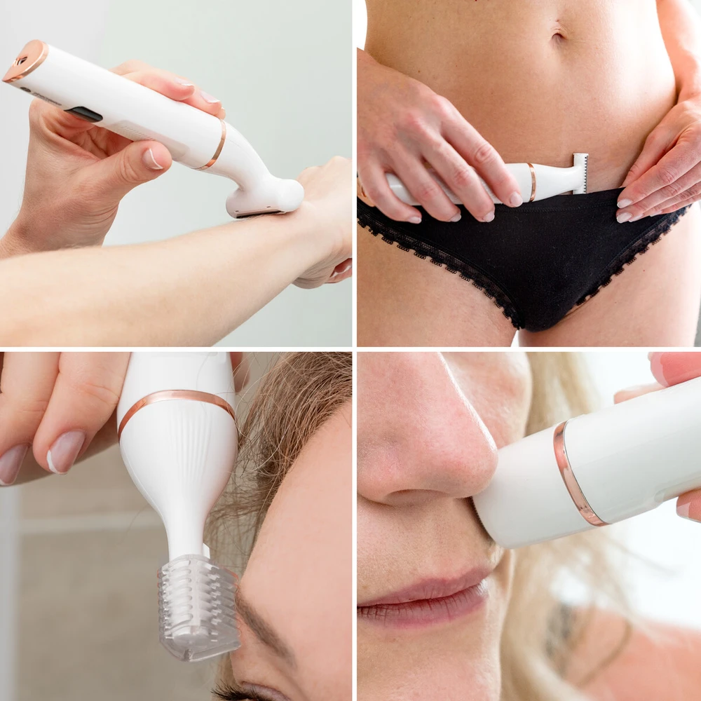 Rio SHTR-EU/1.3 Go Smooth 4-in-1 moteriškas skustuvas ir bikinio zonos kirptuvas, Baltas