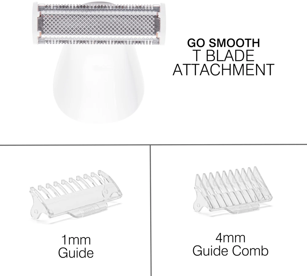 Rio SHTR-EU/1.3 Go Smooth 4-in-1 moteriškas skustuvas ir bikinio zonos kirptuvas, Baltas