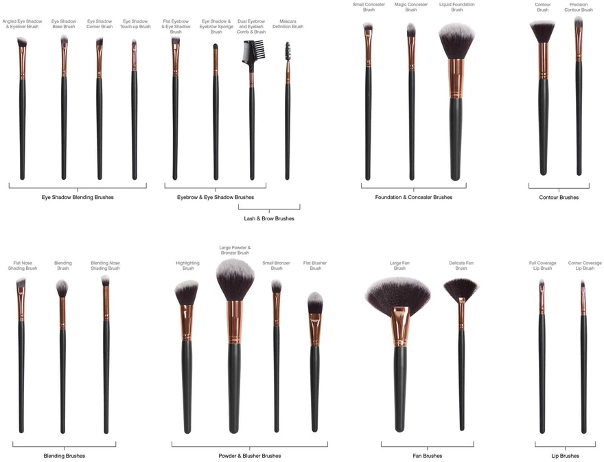 Rio PROFESSIONAL COSMETIC 24 makiažo šepetėlių rinkinys
