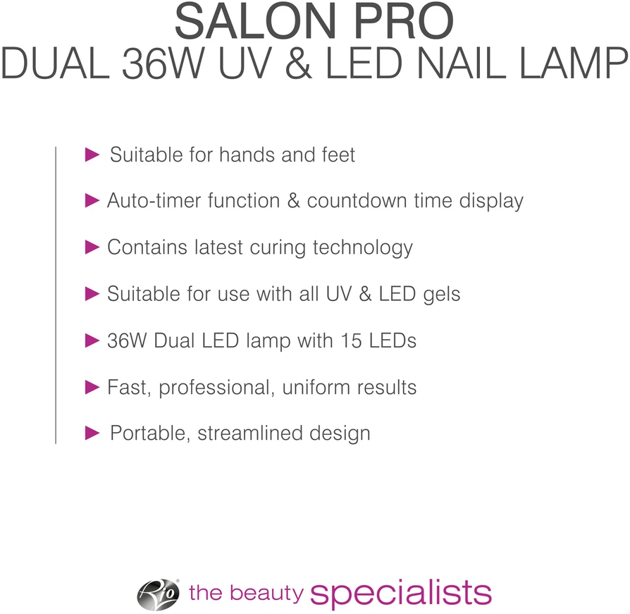 Realac UV LED nagų lempa RIO SALON PRO DUAL 36W RIO-UVDU