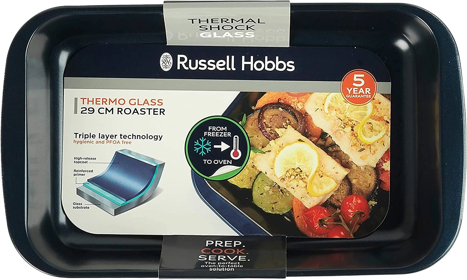 Russell Hobbs RH01143EU stiklinė keptuvė, 29 cm, tamsiai mėlyna