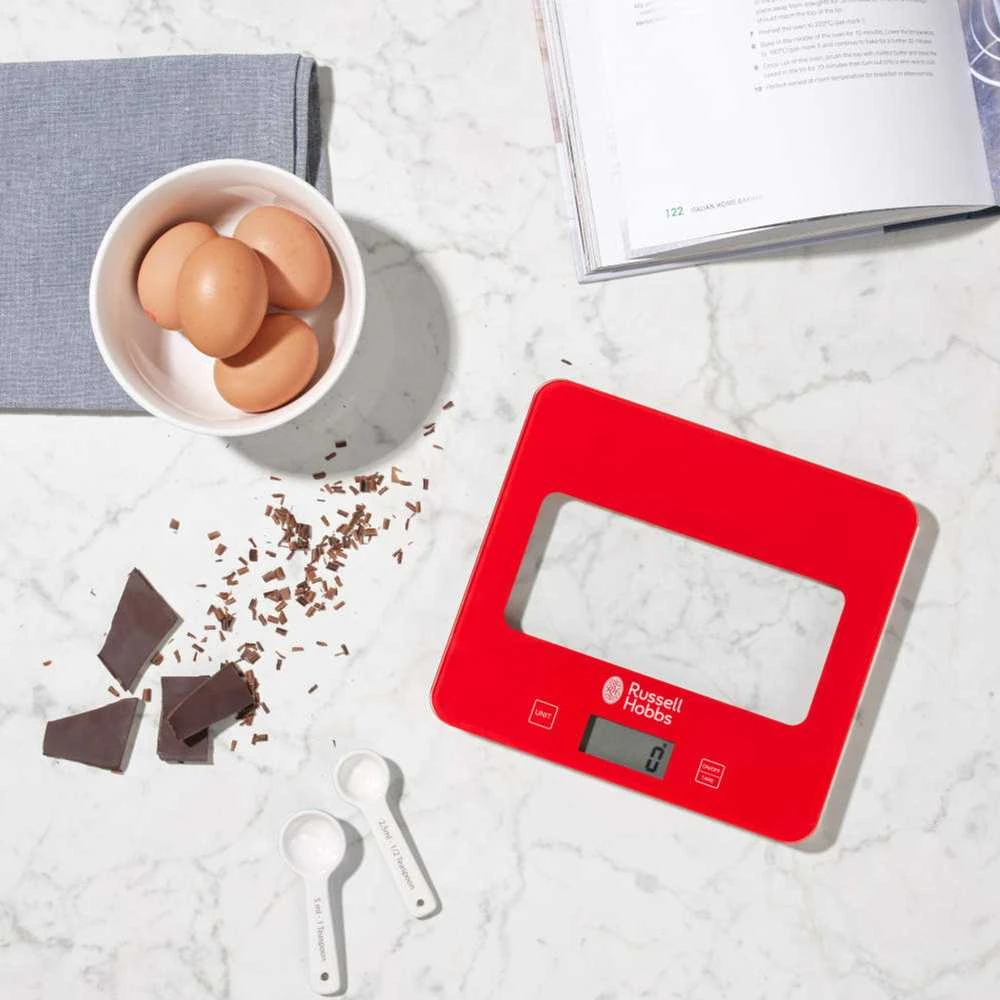 Virtuvinės svarstyklės Russell Hobbs RH015711RAR Square digital scale 5kg red