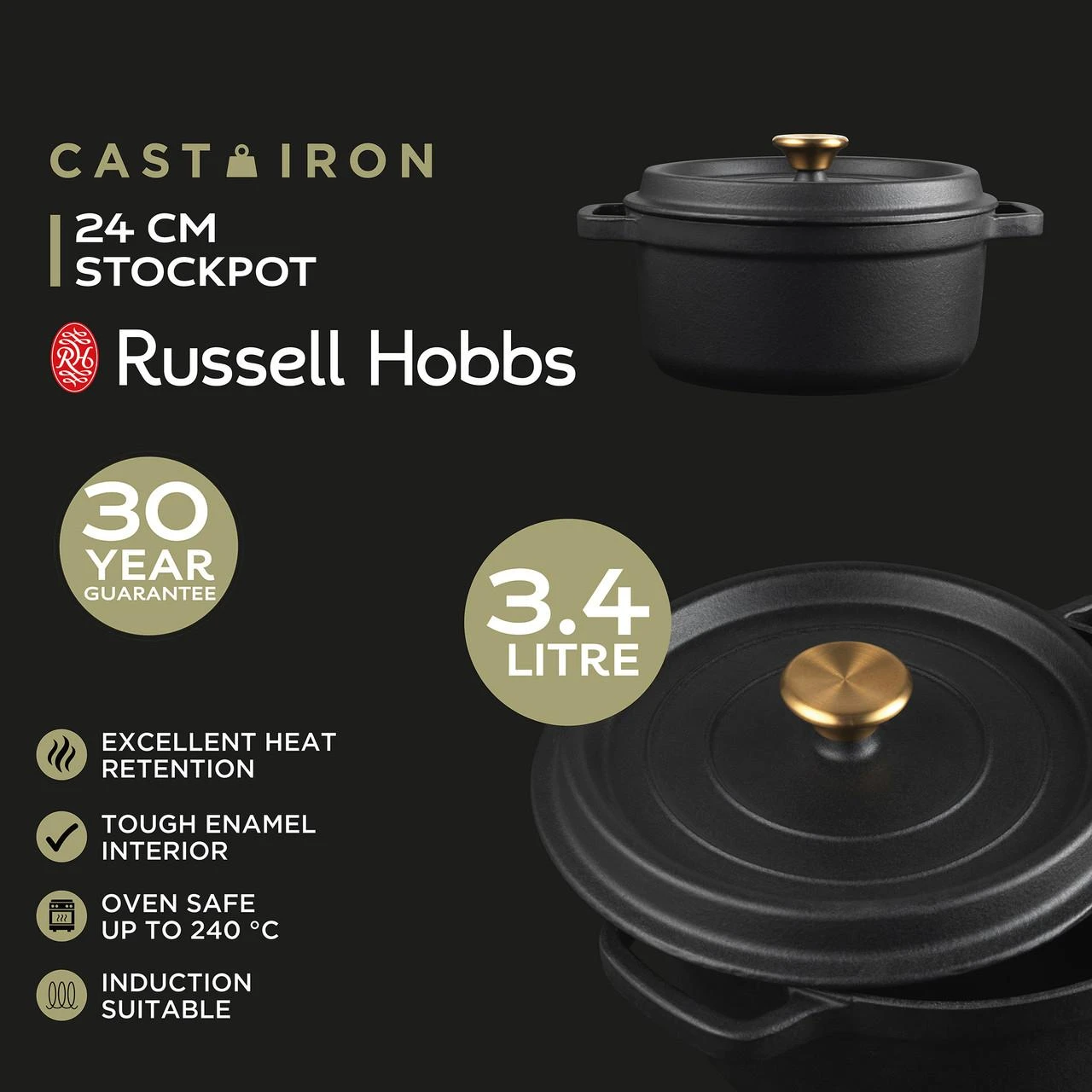 Russell Hobbs RH02524BEU7 ketaus puodas 24 cm juodas