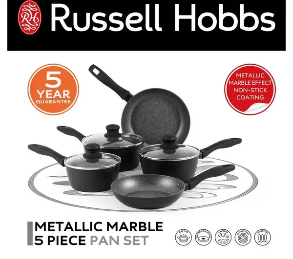 Russell Hobbs RH028141EU7 Metallic Marble 5pcs puodų rinkinys