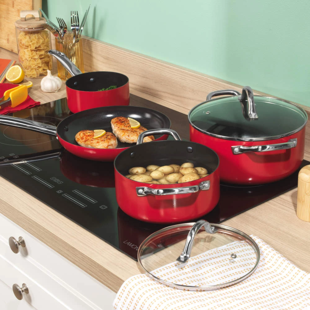 Russell Hobbs RH03821 Riviera 4 dalių keptuvių rinkinys, Raudona