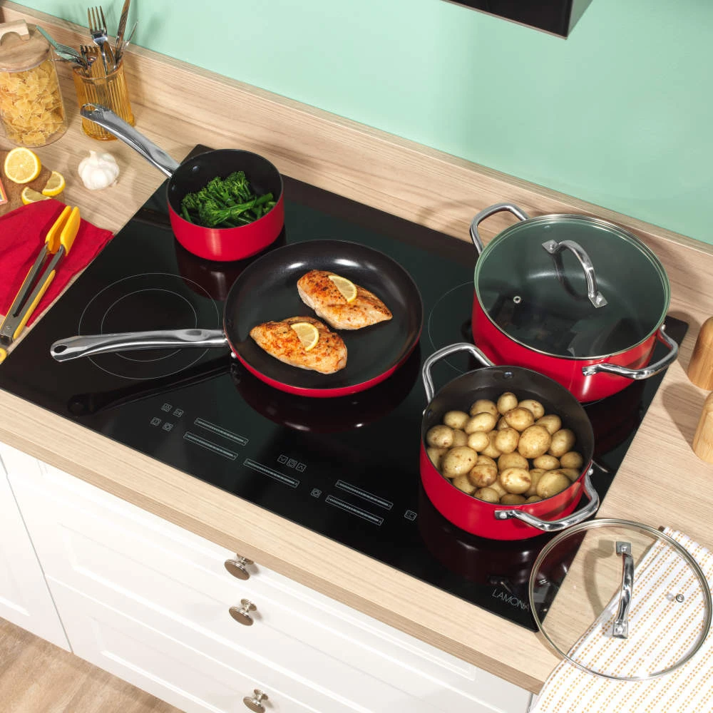 Russell Hobbs RH03821 Riviera 4 dalių keptuvių rinkinys, Raudona