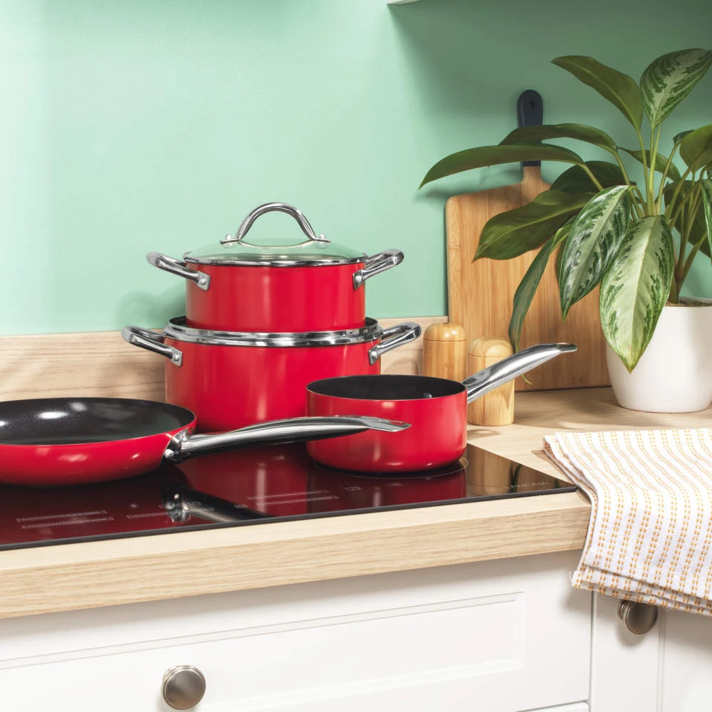 Russell Hobbs RH03821 Riviera 4 dalių keptuvių rinkinys, Raudona