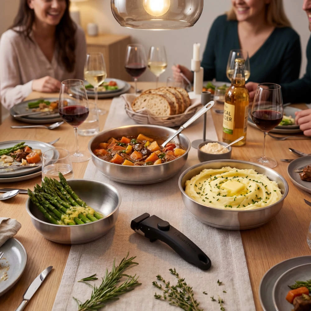 Russell Hobbs RH04033 nerūdijančio plieno 4 dalių keptuvės su „Smart Clip“