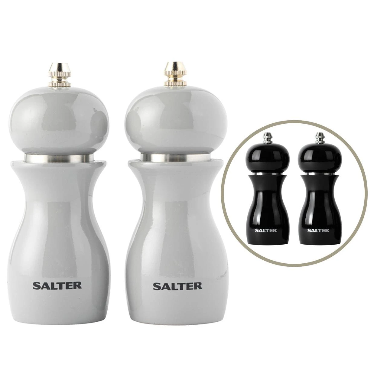 Salter 7613 BKXRA blizgūs druskos ir pipirų malūnėliai, juodi