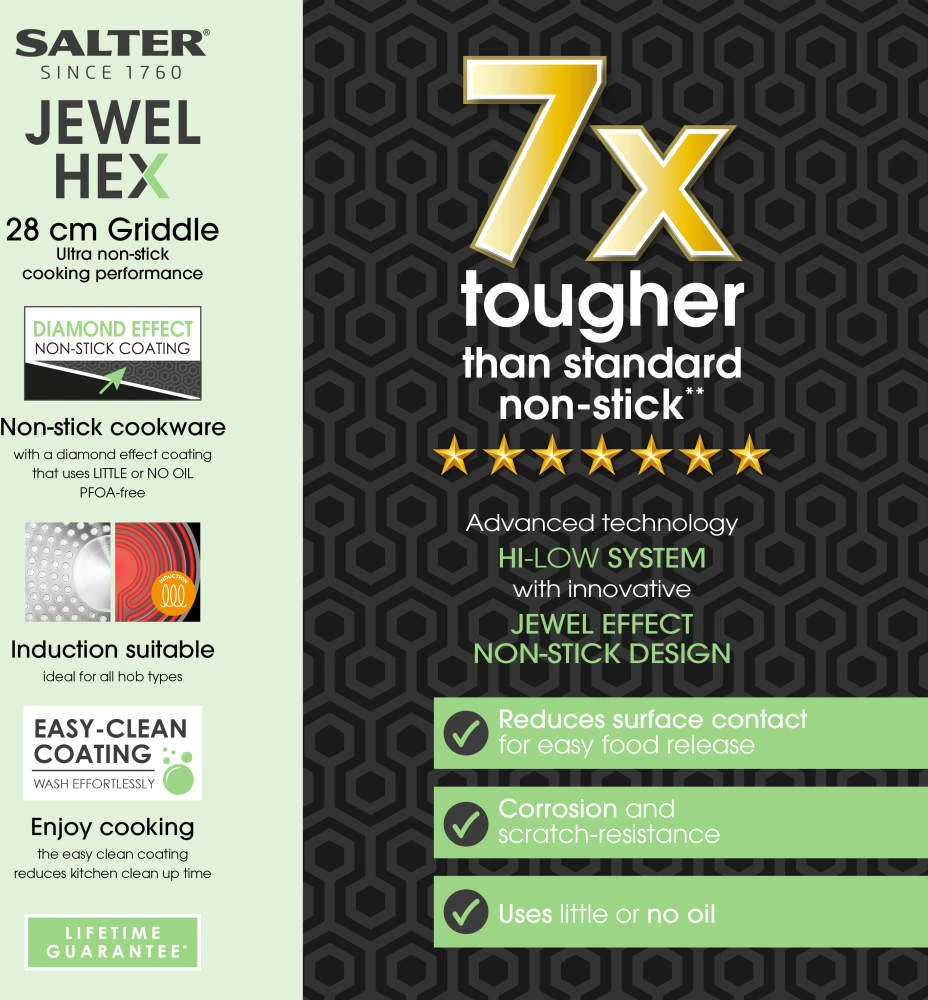 Salter BW116231SA Jewel Hex 28cm Griddle Pan