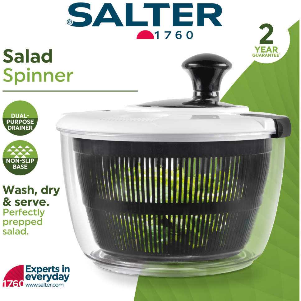 Salter BW12003EU7 Salad Spinner 3.5L, Juodas