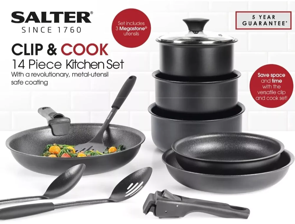 Salter BW12055IS Clip & Cook 14 dalių virtuvės rinkinys