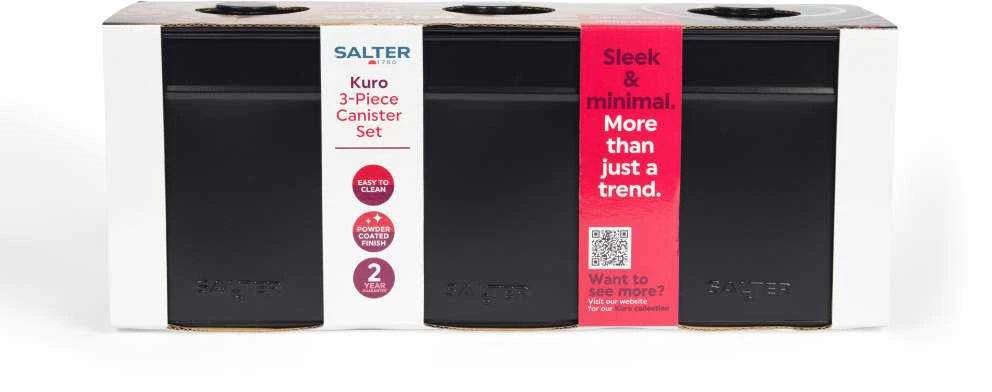 Salter BW124571EU7 Kuro 3-Piece Canister Set