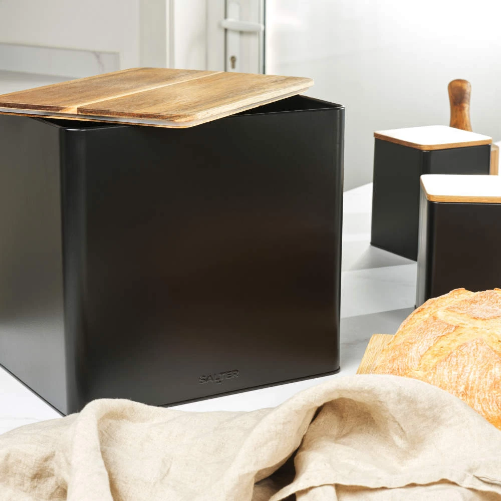 Salter BW128991 Toronto Bread Bin, Juodas/Wooden